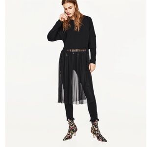 ZARA Black Tulle Skirt Sweatshirt